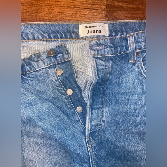 New! Reformation Cynthia Shadow High Rise Denim Patchwork Jeans in Niagara👖sz 31 - Picture 10 of 13